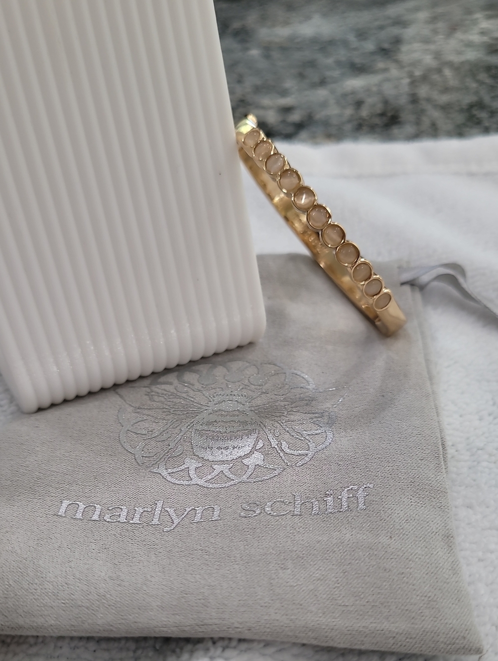 Marlyn Schiff Gold Bangle with Round  Accents